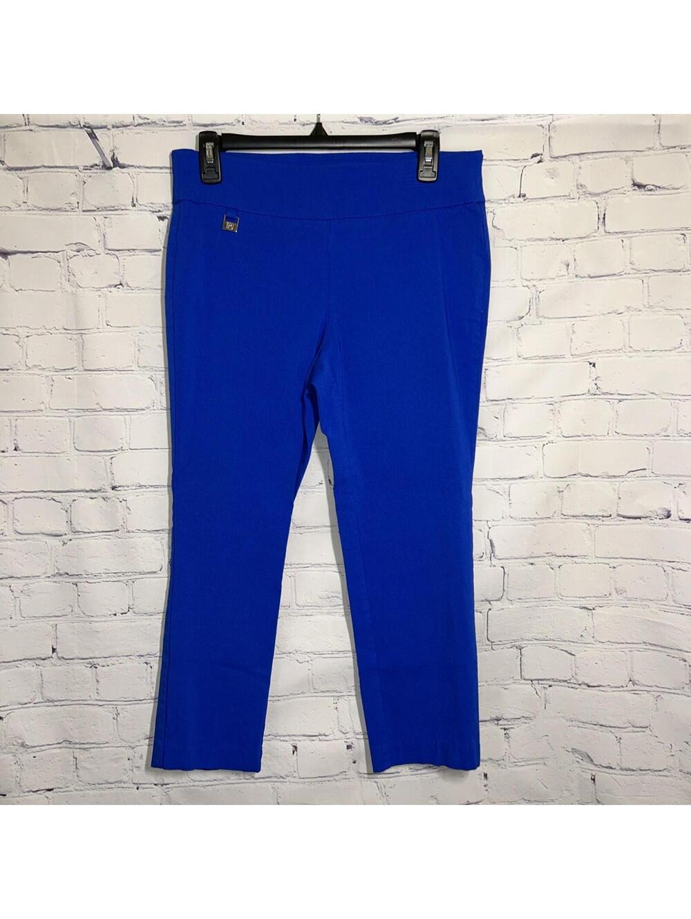 Rafaella Capri Pants Sz 10 Royal Blue Stretch Pullon Casual Dress Pants Midrise